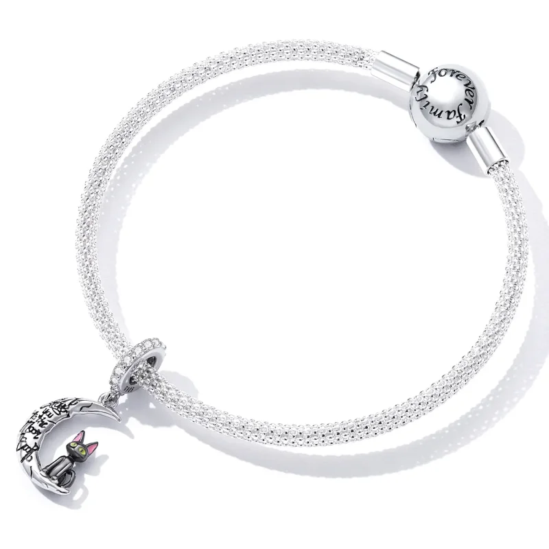 (image for) Pandora Style Moon Black Cat Dangle - SCC2218 - View 4