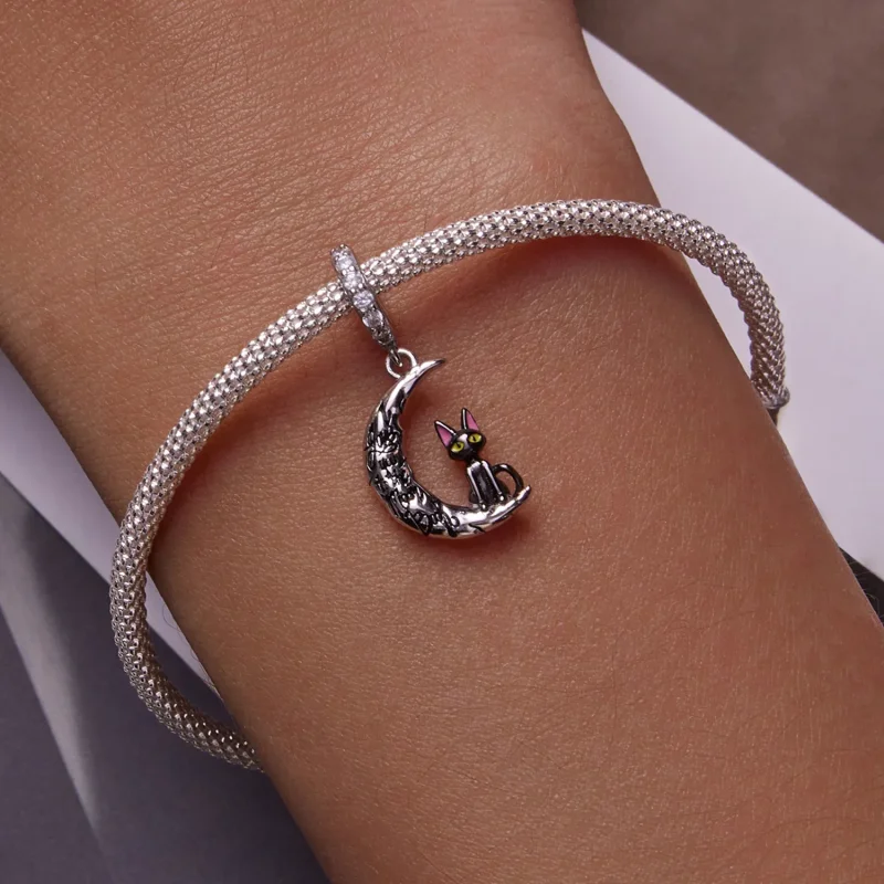 (image for) Pandora Style Moon Black Cat Dangle - SCC2218 - View 6
