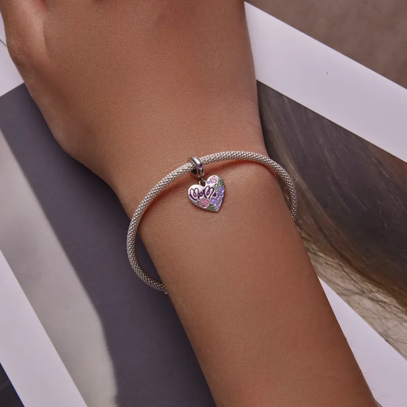 (image for) Pandora Style Mother's Day - Colorful Graffiti Hearts Dangle - BSC594 - View 6