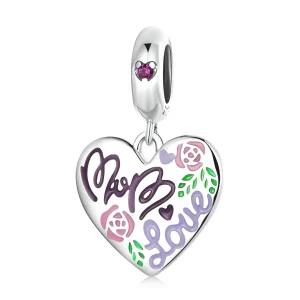 (image for) Pandora Style Mother's Day - Colorful Graffiti Hearts Dangle - BSC594