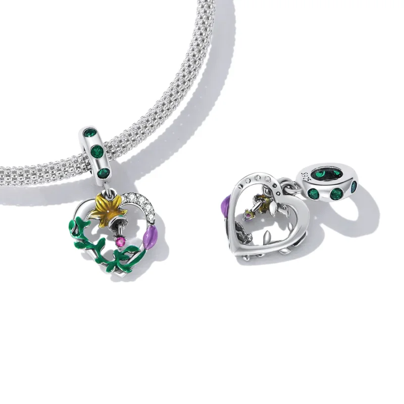 (image for) Pandora Style Openwork Love Flowers Dangle - SCC2249 - View 4