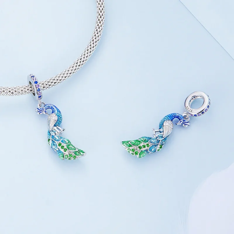 (image for) Pandora Style Peacock Dangle - BSC696 - View 4