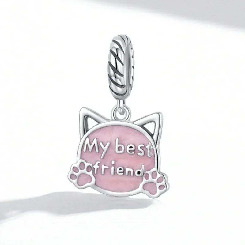 (image for) Pandora Style Pink Cat Dangle - BSC519 - View 2