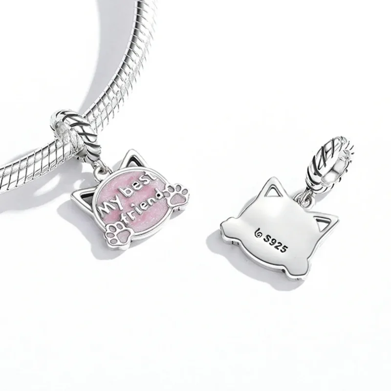 (image for) Pandora Style Pink Cat Dangle - BSC519 - View 4
