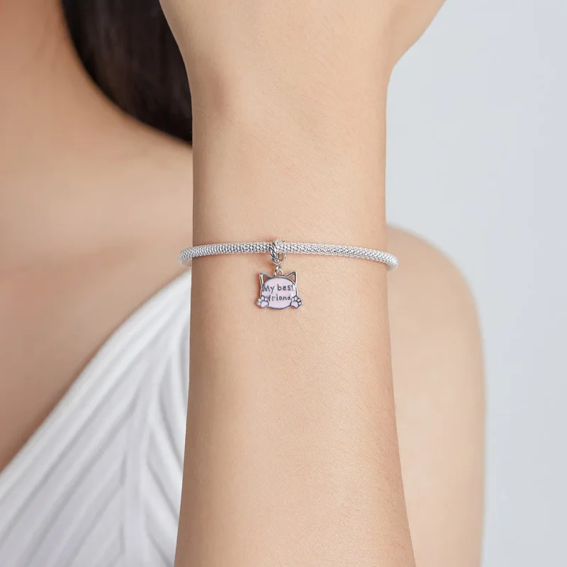 (image for) Pandora Style Pink Cat Dangle - BSC519 - View 5