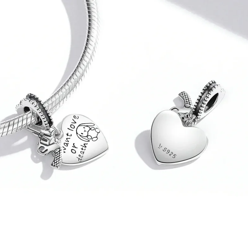 (image for) Pandora Style Pistol Heart Dangle - SCC1993 - View 4