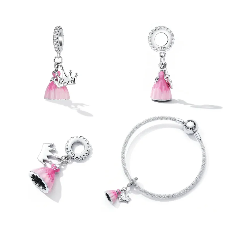 (image for) Pandora Style Princess Dress Crown Dangle - SCC2203 - View 3