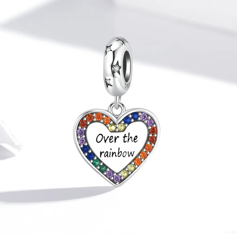 (image for) Pandora Style Rainbow Heart Dangle - SCC2146 - View 2