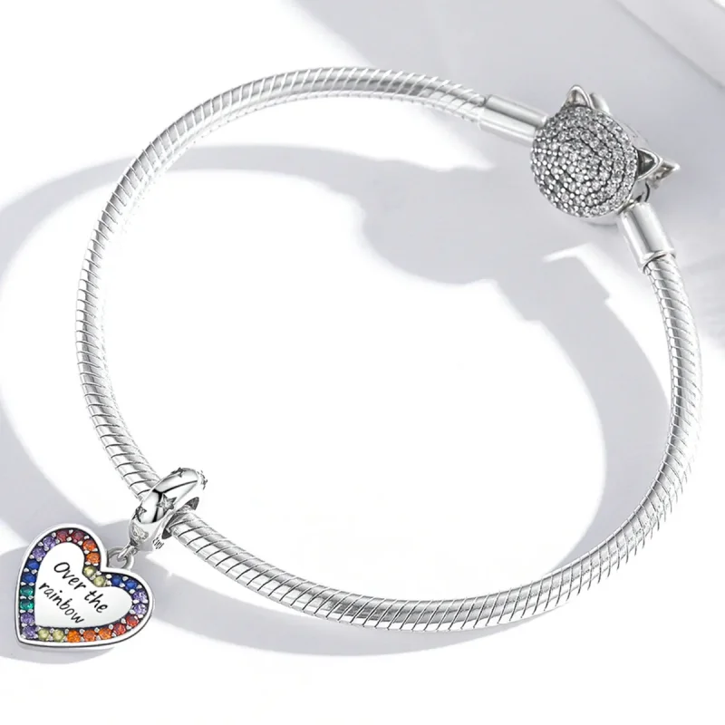 (image for) Pandora Style Rainbow Heart Dangle - SCC2146 - View 3