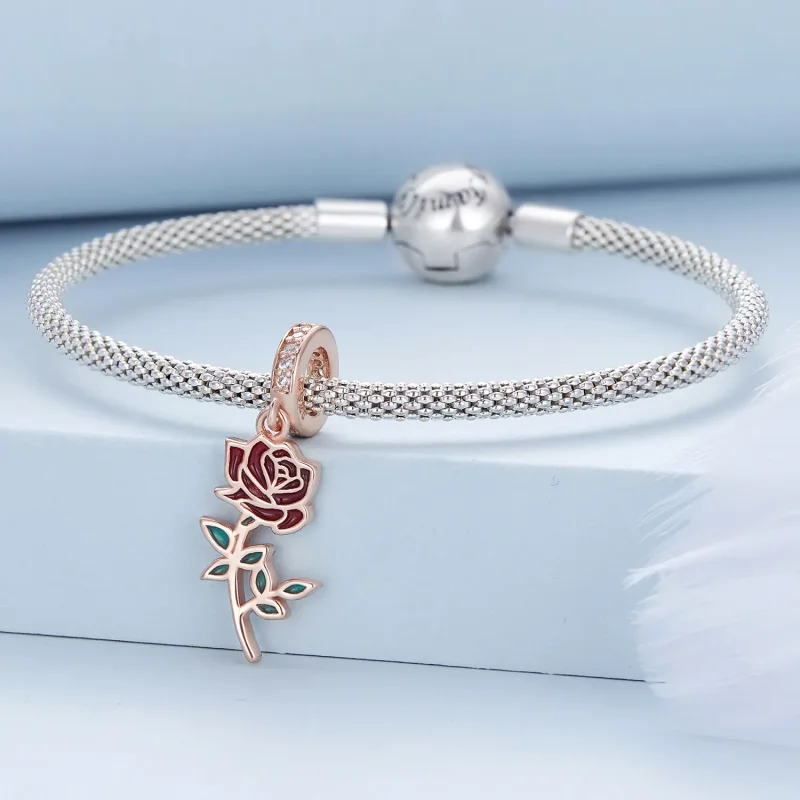 (image for) Pandora Style Red Rose Dangle - BSC642 - View 3