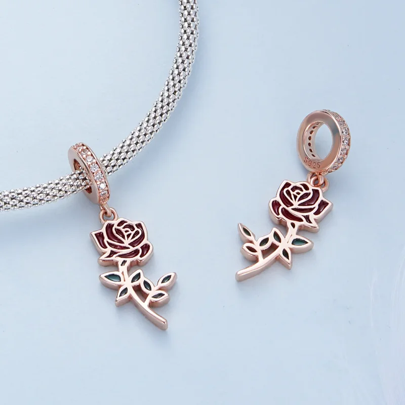 (image for) Pandora Style Red Rose Dangle - BSC642 - View 4