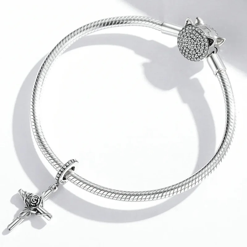 (image for) Pandora Style Rose Cross Dangle - BSC526 - View 4