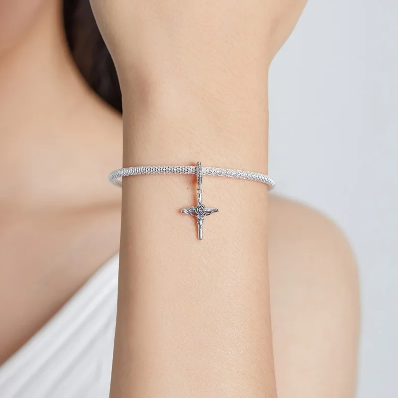 (image for) Pandora Style Rose Cross Dangle - BSC526 - View 5