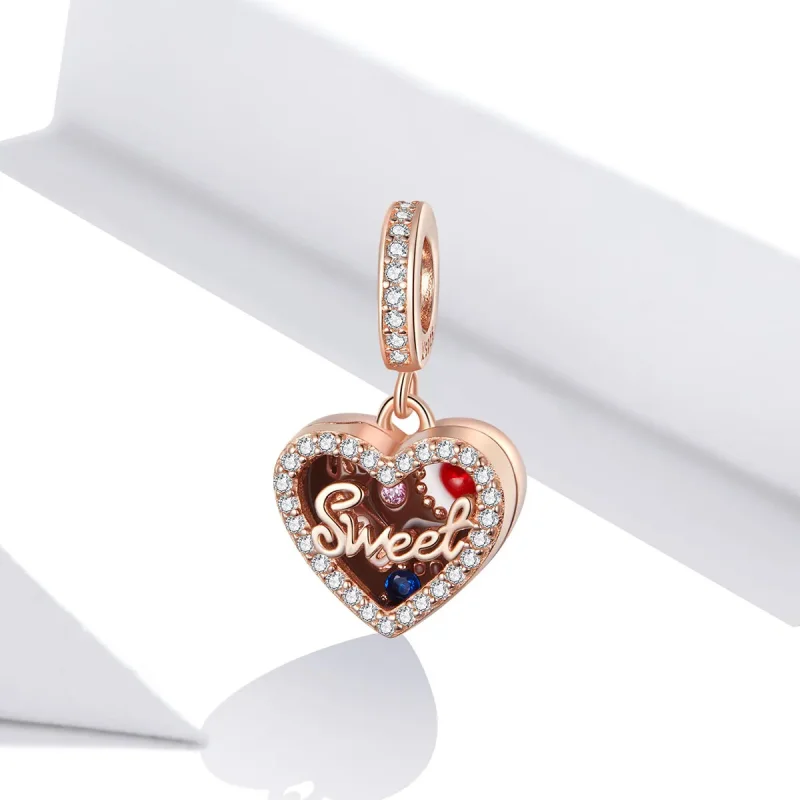 (image for) Pandora Style Rose Gold Chocolate Gift Box Dangle - SCC1670 - View 2