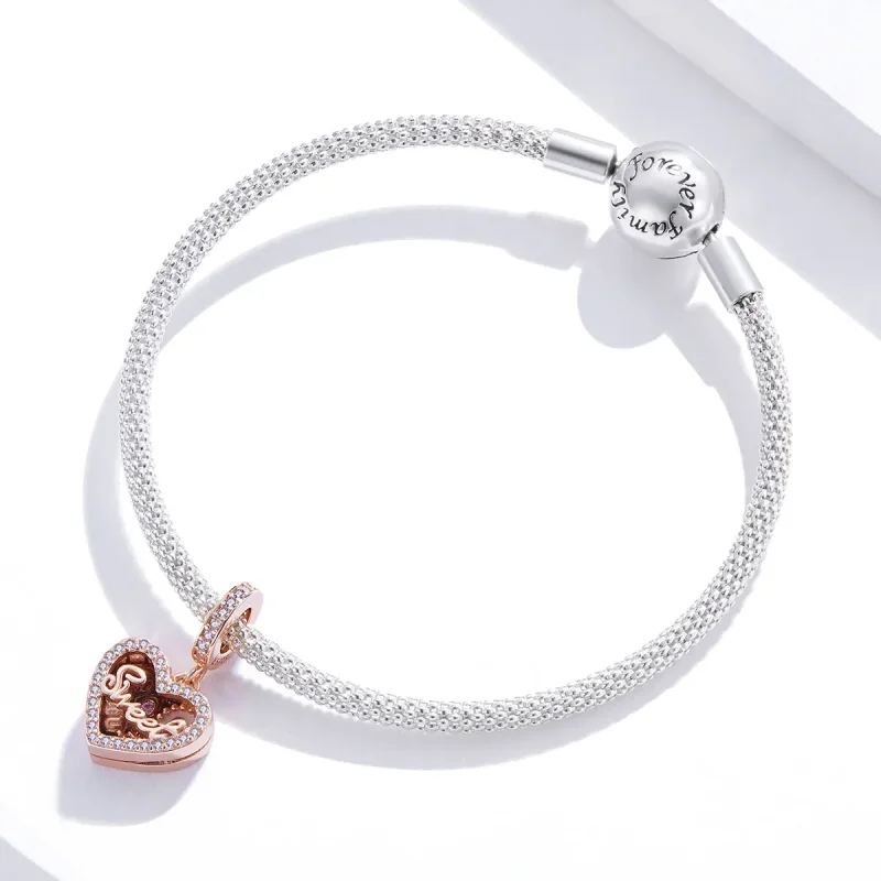 (image for) Pandora Style Rose Gold Chocolate Gift Box Dangle - SCC1670 - View 3
