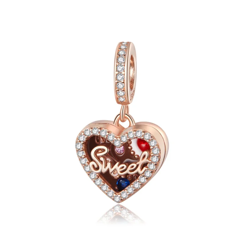 (image for) Pandora Style Rose Gold Chocolate Gift Box Dangle - SCC1670 - View 5