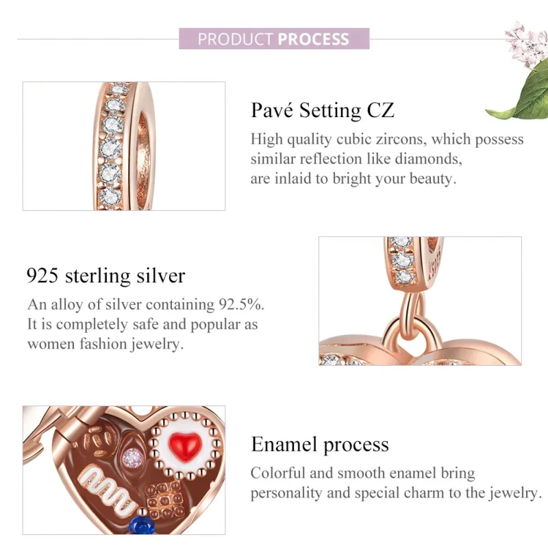 (image for) Pandora Style Rose Gold Chocolate Gift Box Dangle - SCC1670 - View 8