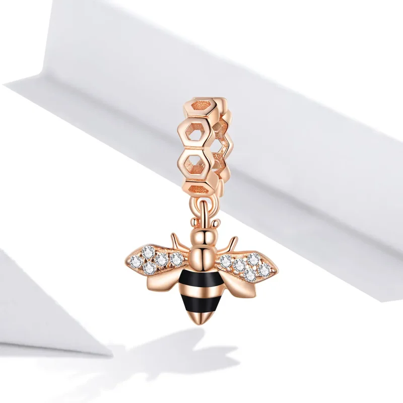 (image for) Pandora Style Rose Gold Little Bee Dangle - BSC370 - View 2