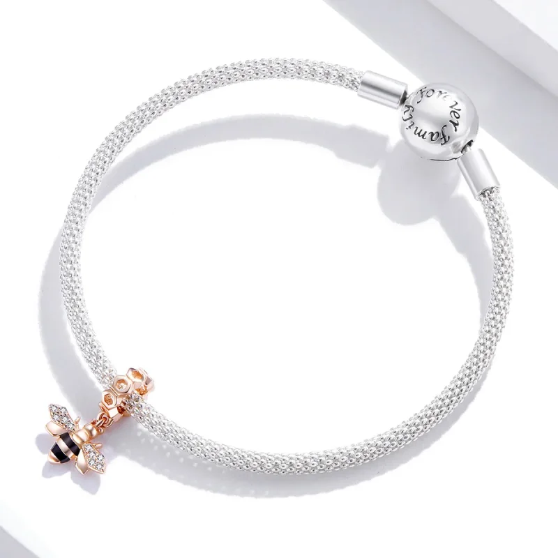 (image for) Pandora Style Rose Gold Little Bee Dangle - BSC370 - View 3