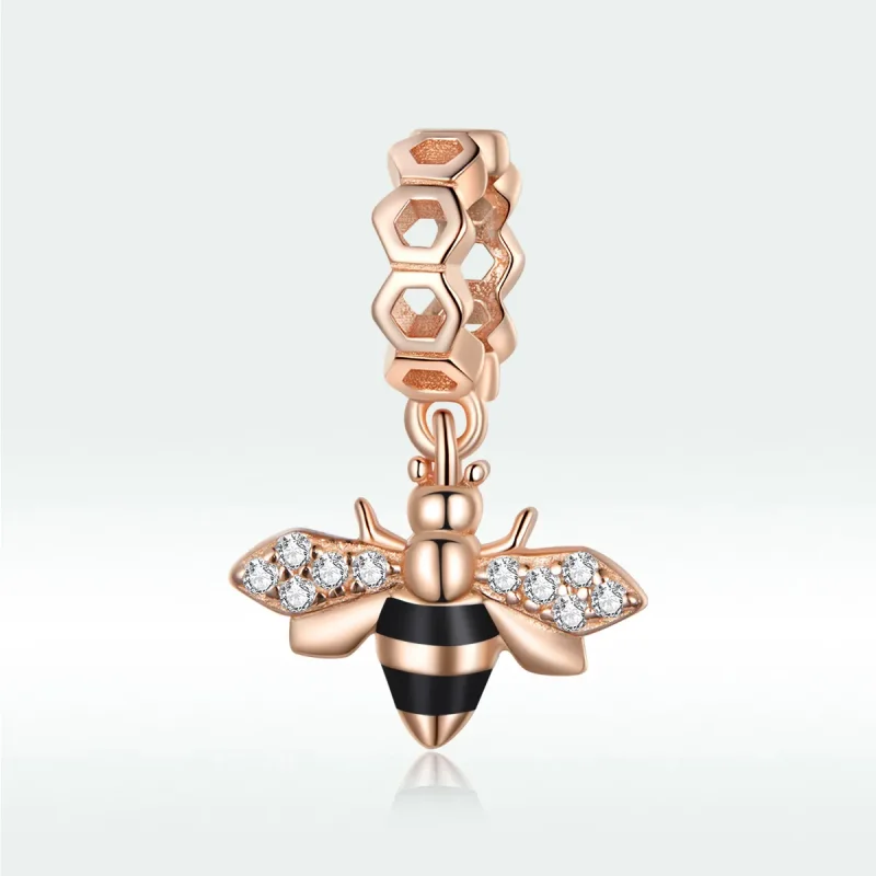 (image for) Pandora Style Rose Gold Little Bee Dangle - BSC370 - View 5
