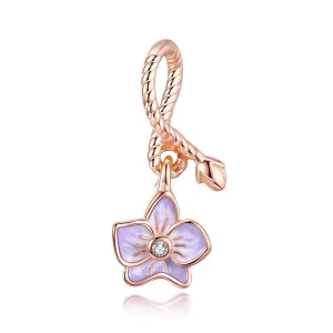 (image for) Pandora Style Rose Gold Orchid Dangle - BSC287