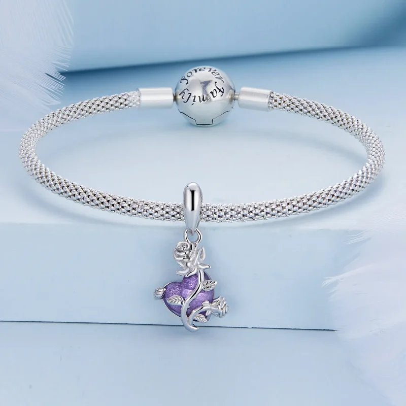 (image for) Pandora Style Rose Heart Dangle - BSC661 - View 3