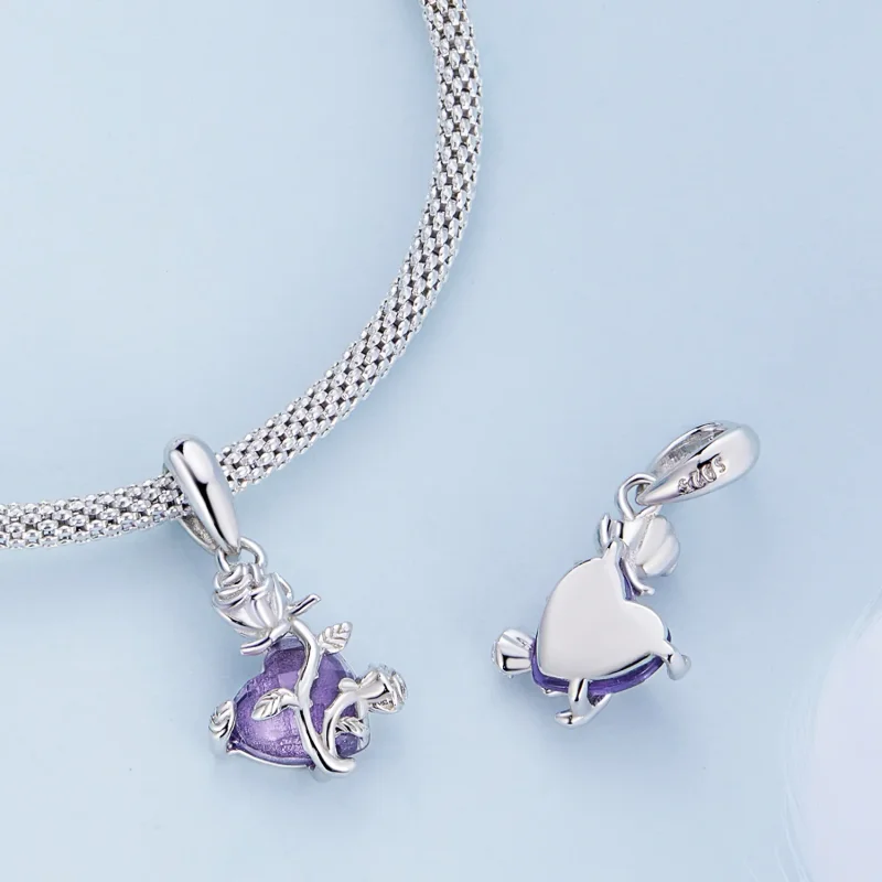 (image for) Pandora Style Rose Heart Dangle - BSC661 - View 4
