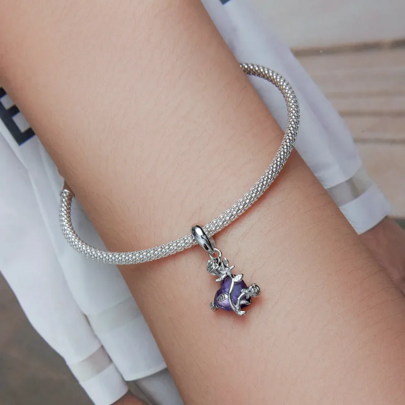 (image for) Pandora Style Rose Heart Dangle - BSC661 - View 5
