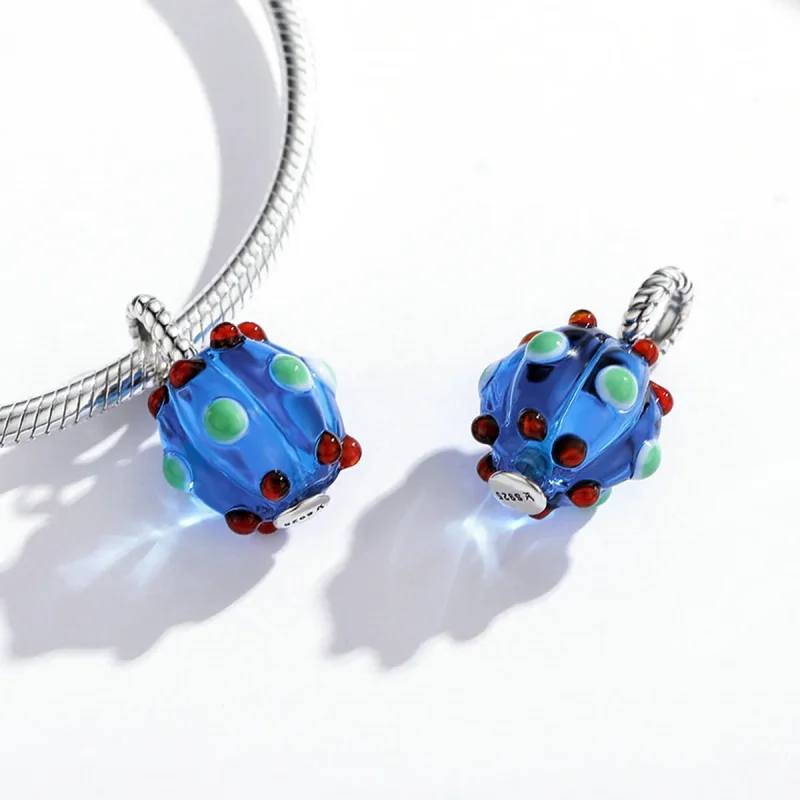 (image for) Pandora Style Royal Blue Glass Beads Dangle - SCC1968 - View 4