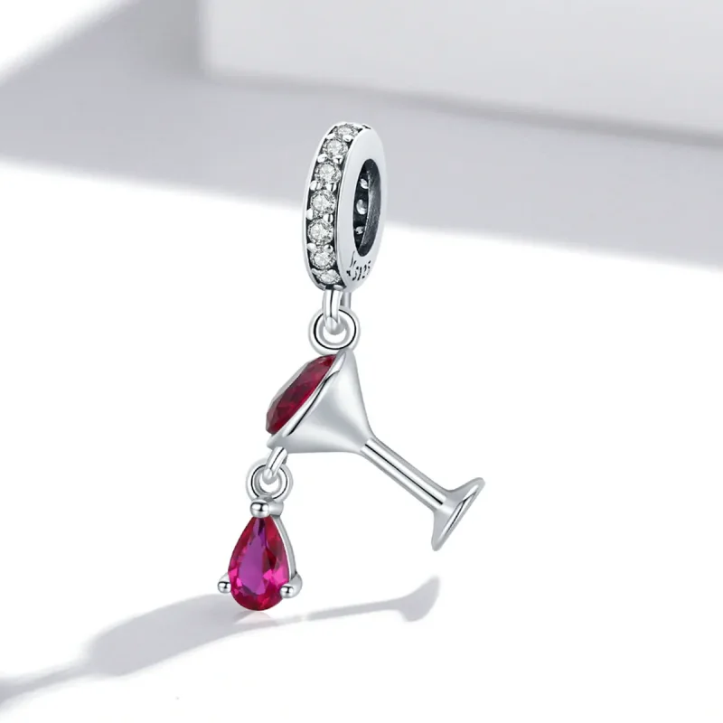 (image for) Pandora Style Shaken Wine Glass Dangle - SCC1997 - View 2