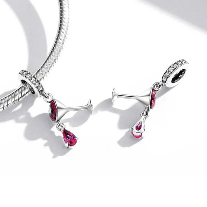 (image for) Pandora Style Shaken Wine Glass Dangle - SCC1997 - View 4