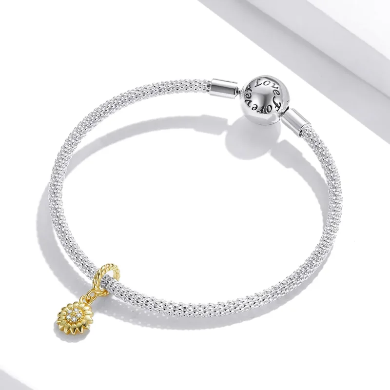 (image for) Pandora Style Shining Sun Flower Dangle - BSX002-L - View 3