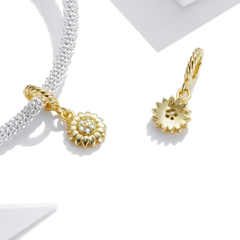 (image for) Pandora Style Shining Sun Flower Dangle - BSX002-L - View 4