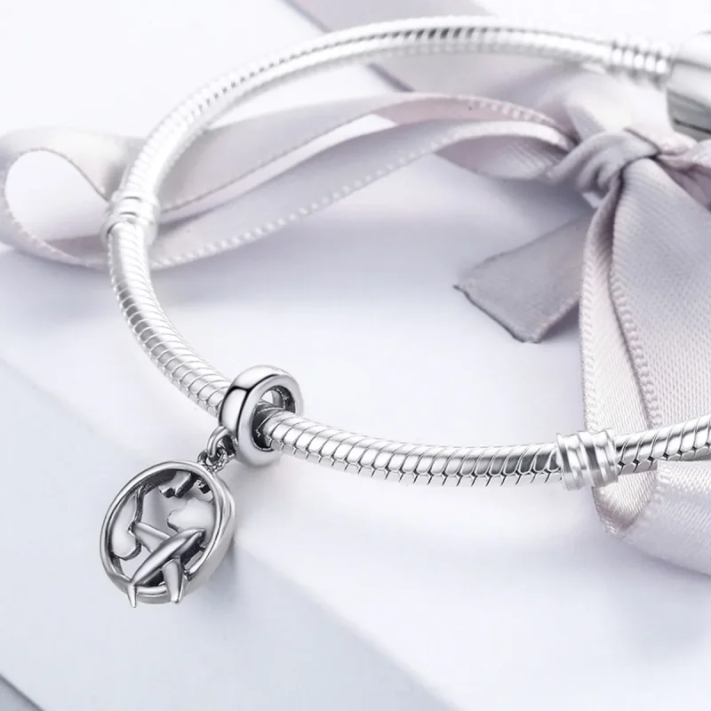(image for) Pandora Style Silver A Dream of Traveling Around Dangle - SCC242 - View 5