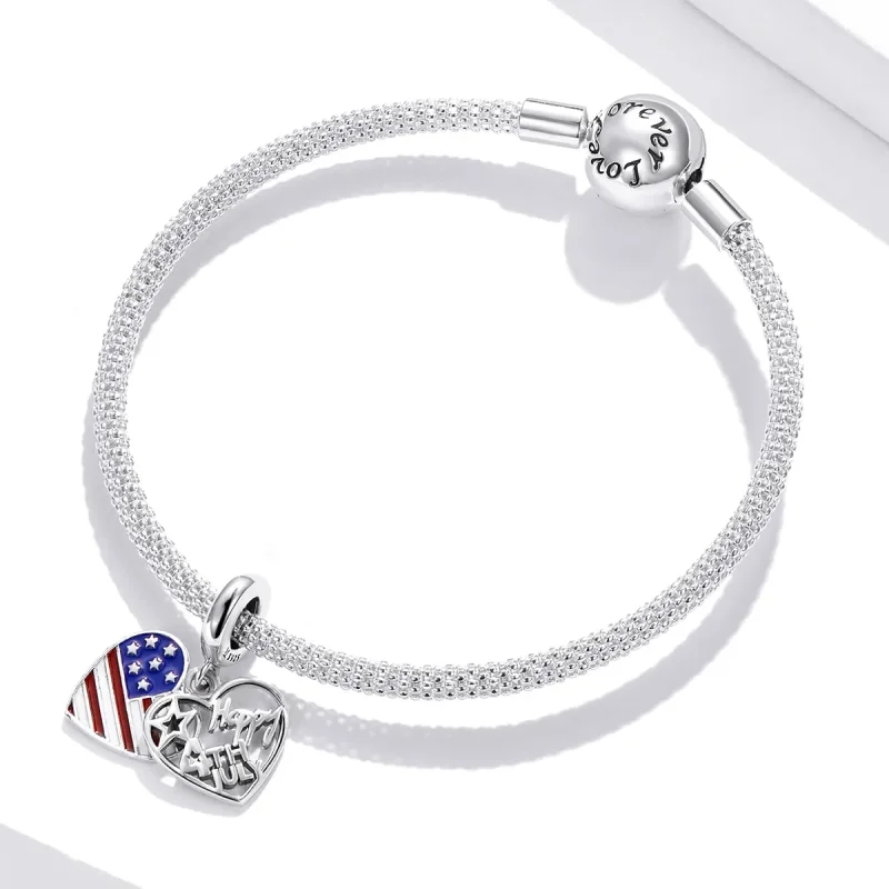 (image for) Pandora Style Silver American Independence Day Dangle - SCC1884 - View 3