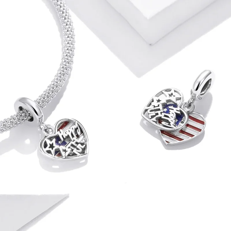 (image for) Pandora Style Silver American Independence Day Dangle - SCC1884 - View 4