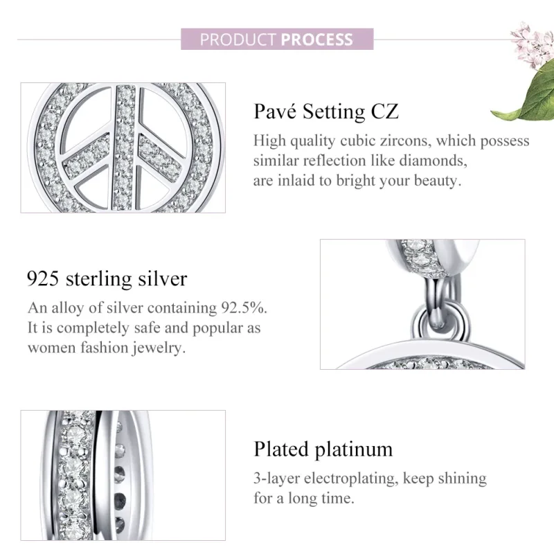 (image for) Pandora Style Silver Anti-War Dangle - SCC1367 - View 7