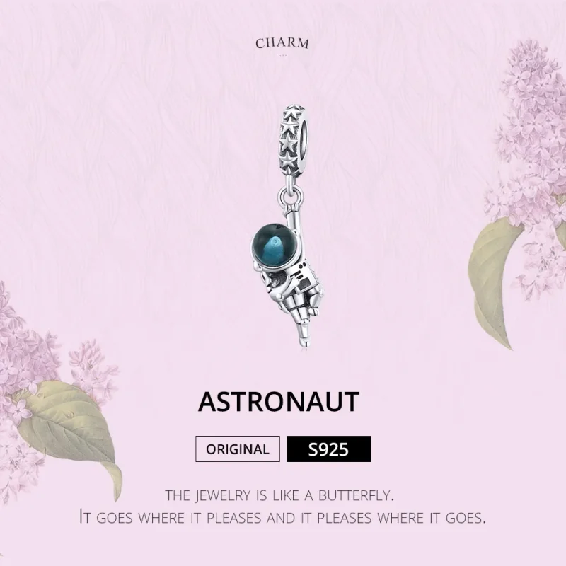 (image for) Pandora Style Silver Astronaut Dangle - BSC202 - View 6