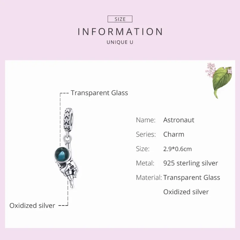 (image for) Pandora Style Silver Astronaut Dangle - BSC202 - View 7