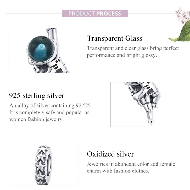 (image for) Pandora Style Silver Astronaut Dangle - BSC202 - View 8