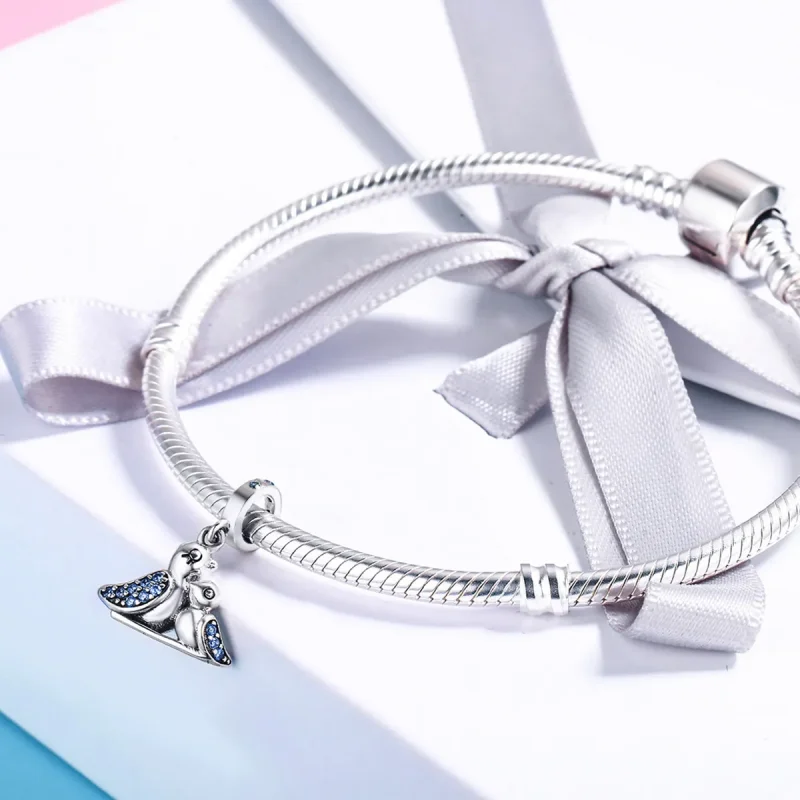 (image for) Pandora Style Silver Baby Bird With Mother Dangle - SCC426 - View 4