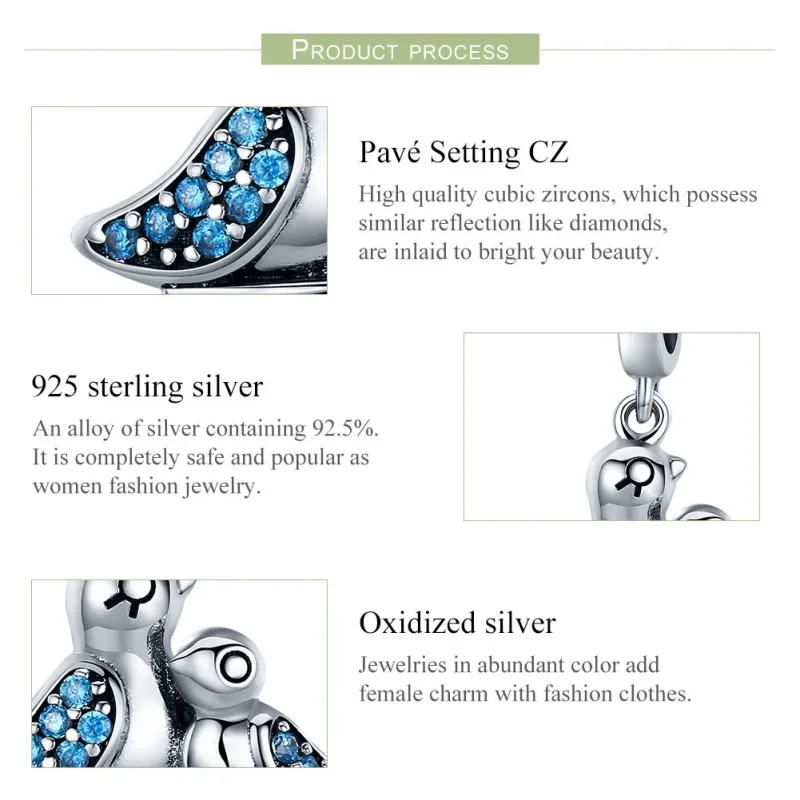 (image for) Pandora Style Silver Baby Bird With Mother Dangle - SCC426 - View 6