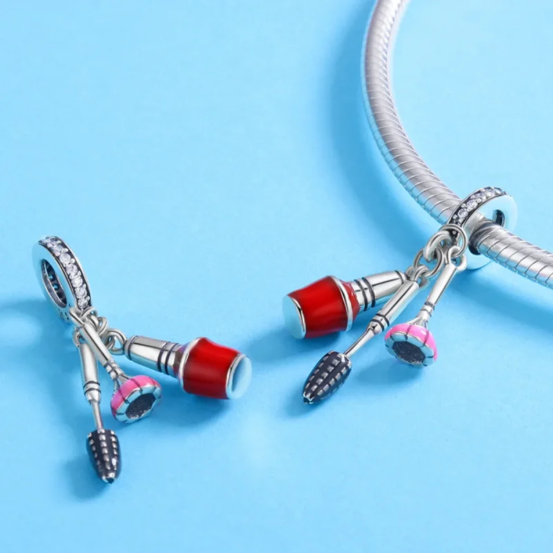 (image for) Pandora Style Silver Beautiful Artifacts Makeup Dangle - SCC785 - View 4