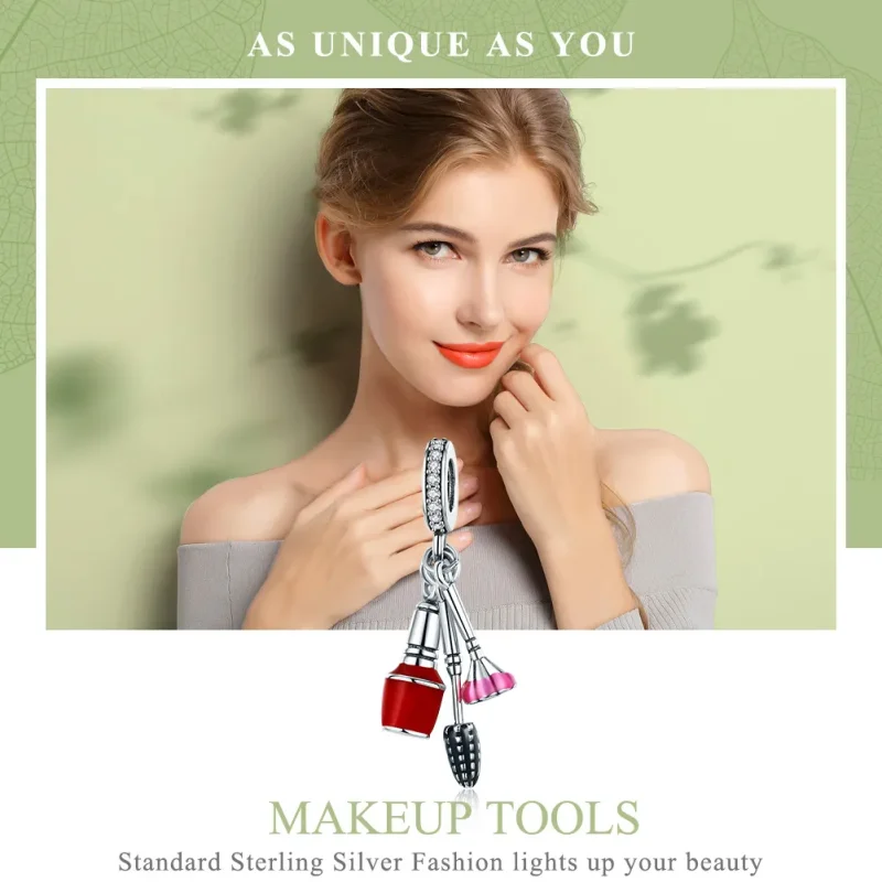 (image for) Pandora Style Silver Beautiful Artifacts Makeup Dangle - SCC785 - View 6