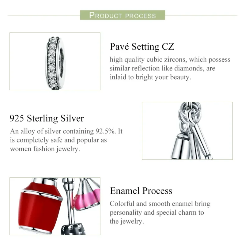 (image for) Pandora Style Silver Beautiful Artifacts Makeup Dangle - SCC785 - View 7