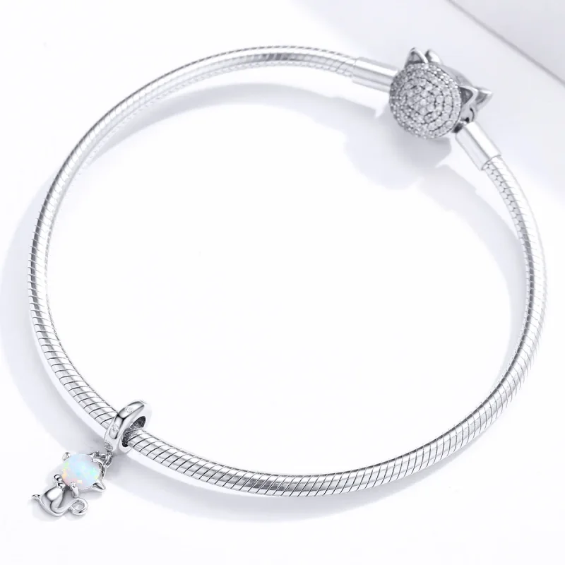 (image for) Pandora Style Silver Beloved Kitty Dangle - BSC235 - View 3
