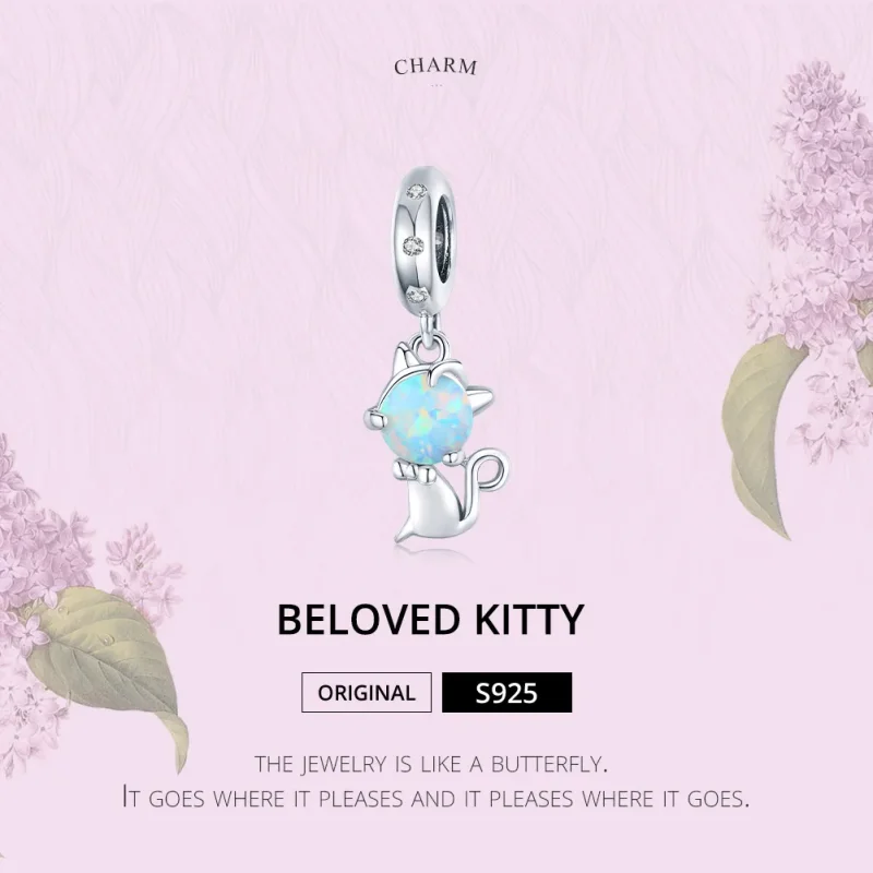 (image for) Pandora Style Silver Beloved Kitty Dangle - BSC235 - View 6