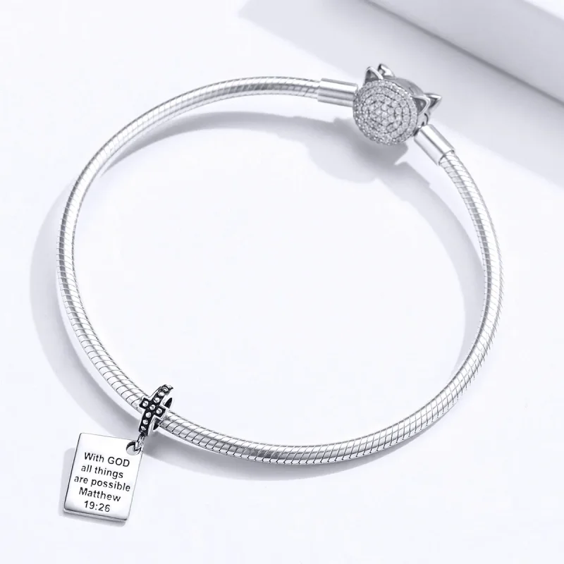 (image for) Pandora Style Silver Bible Dangle - SCC1424 - View 3