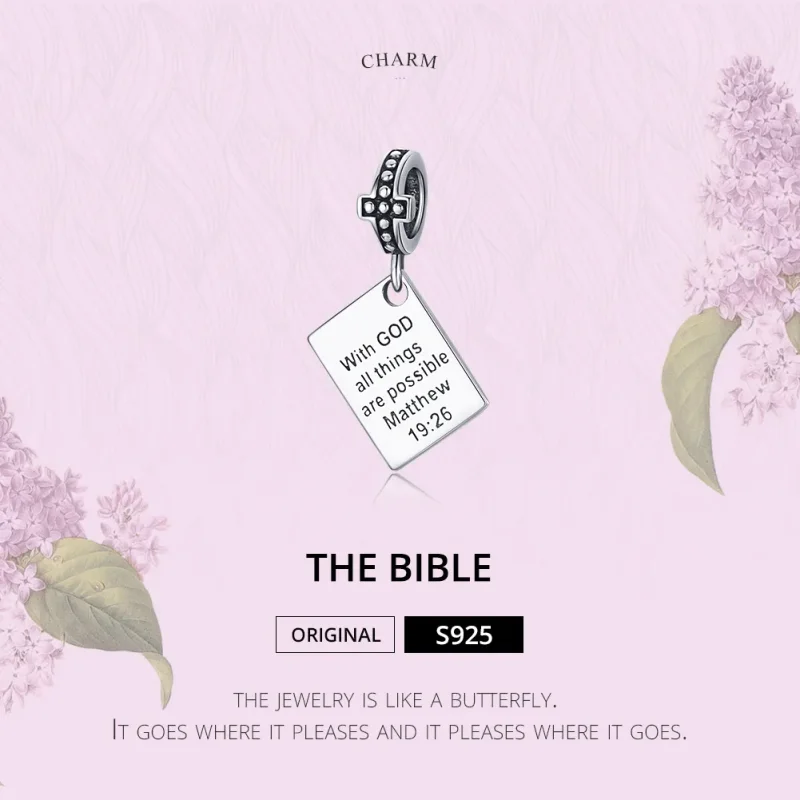 (image for) Pandora Style Silver Bible Dangle - SCC1424 - View 6