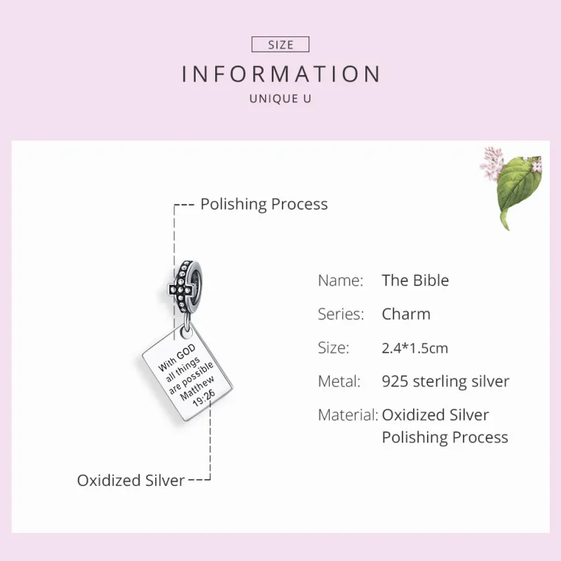 (image for) Pandora Style Silver Bible Dangle - SCC1424 - View 7